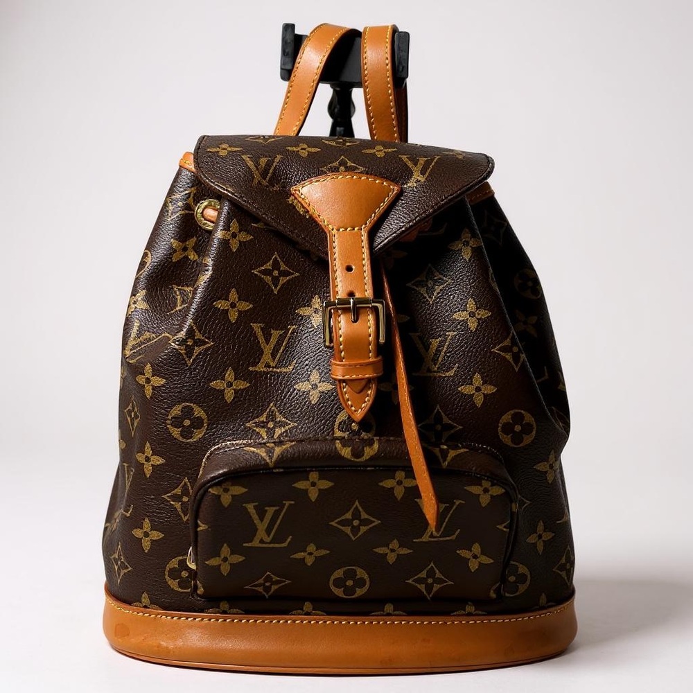 Louis Vuitton Montsouris Leather Brown Monogram Backpack